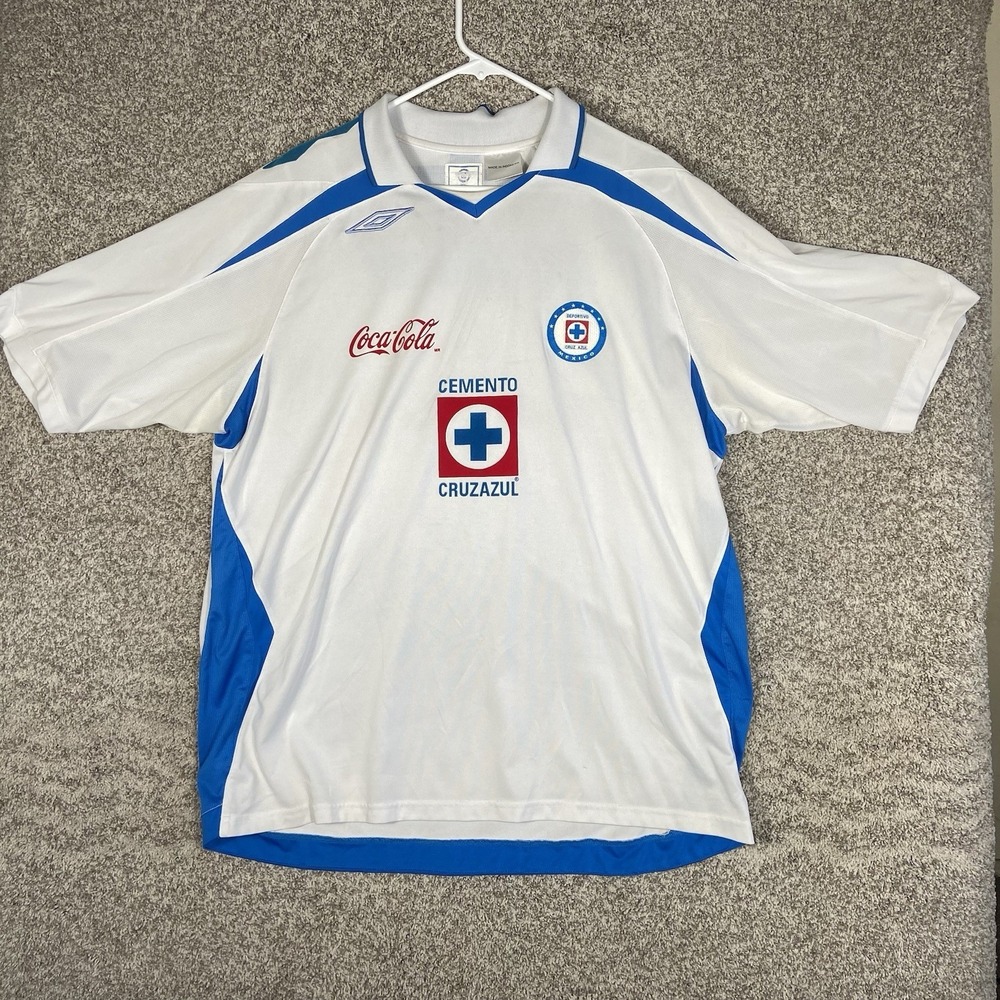 Vintage Cruz Azul Jersey Mens XL White Umbro Soccer Liga MX Mexico